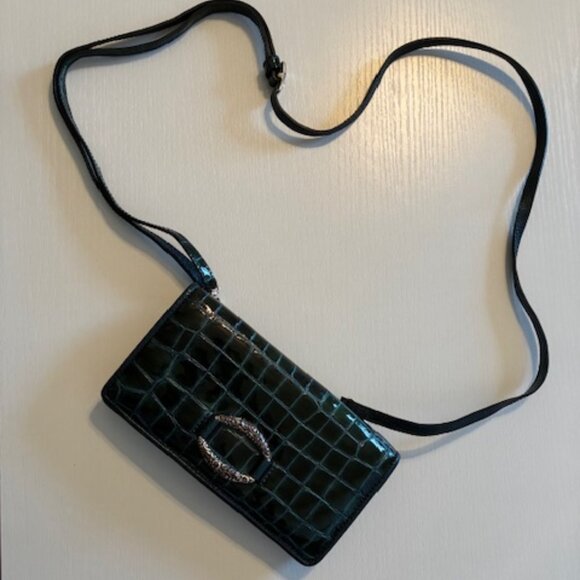 Brighton crossbody wallet purse patent leather dark green. - Picture 2 of 7